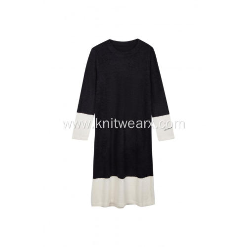 Women's Knitted Loungewear Homewear Color Block Dress